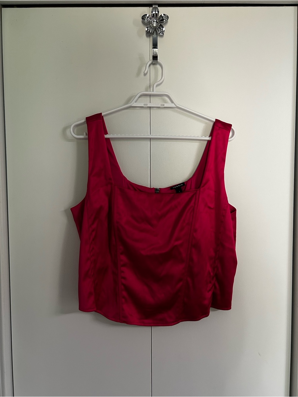 torrid Hot Pink Satin Square Neck Corset-style Tank with zipper